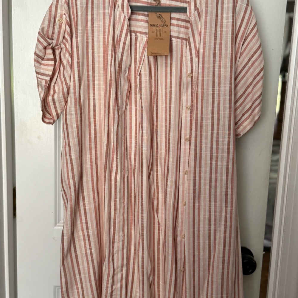 Thread & Supply Pink and White Striped Top